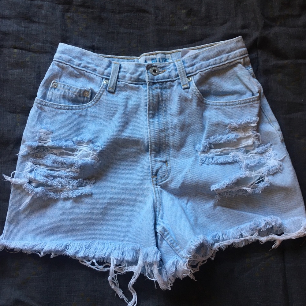 Light Wash High-Waisted Shorts